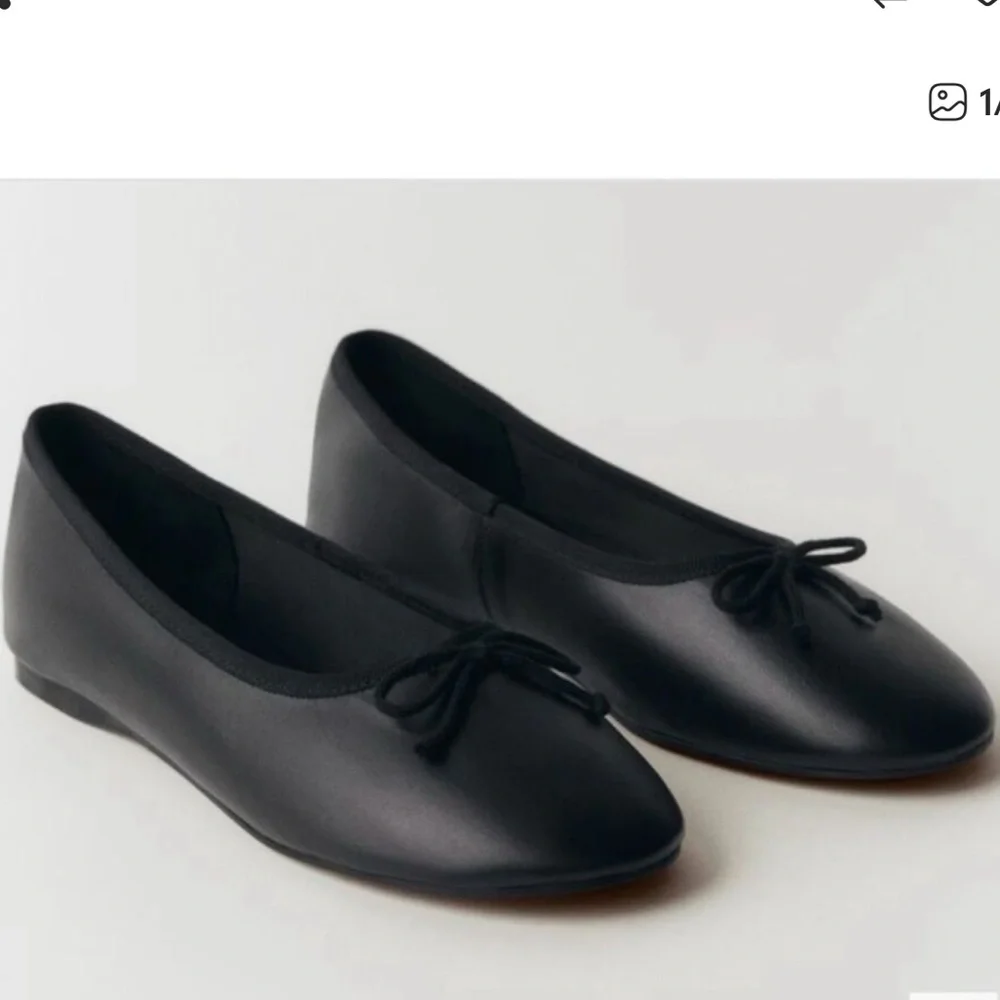 MNG Mango black leather ballet bow flats; NWT; size Euro 38 US 7.5 - Picture 2 of 9